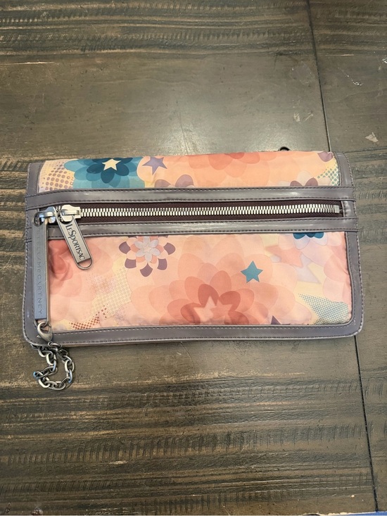 Lesportsac Handbags - Lesportsac Pink Floral Wristlet Clutch with Purple Trim